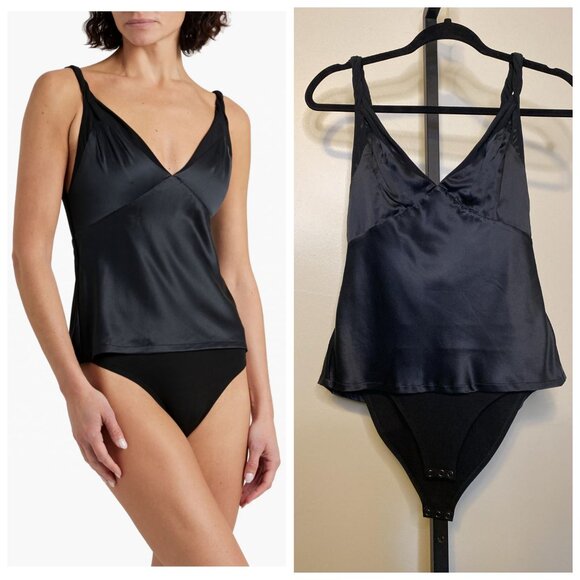 RtA Tops - RTA Livia bodysuit in silk satin and stretch tulle